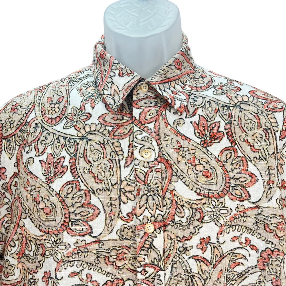 Tasso Elba Island Men’s Medium Paisley Print Short Sleeve Buttons Up Shirt - Picture 2 of 8